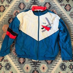 80s Vintage Reebok Blue and White Windbreaker Jacket